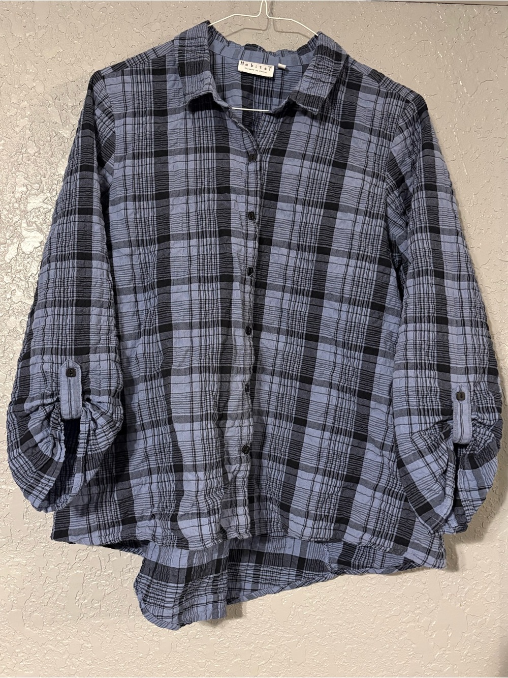 Habitat Blue and Black Plaid Button-Down Shirt